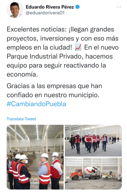 Parque industrial en La Ciénega generaría 2 mil 600 empleos