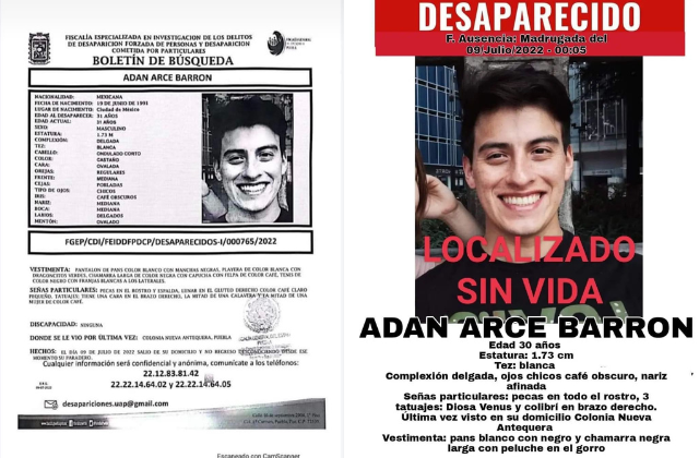 Hallan sin vida a Adán Arce Barrón, reportado como desaparecido