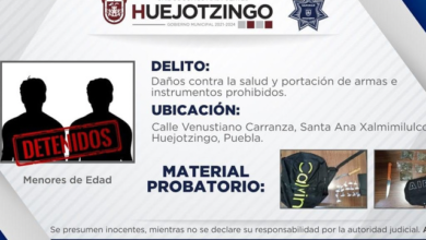 Policía de Huejotzingo detiene a dos menores por daños contra la salud