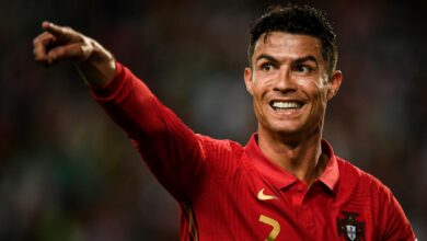 Portugal's forward Cristiano Ronaldo gestures during the UEFA Nations League, league A group2 football match between Portugal and Switzerland at the Jose Alvalade stadium in Lisbon on June 5, 2022.