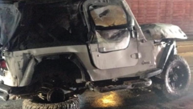 Jeep cae de puente en la autopista México- Puebla