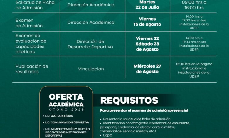 Oficializa UDEP fechas de convocatoria 2025 y lanza sitio para pre-registro