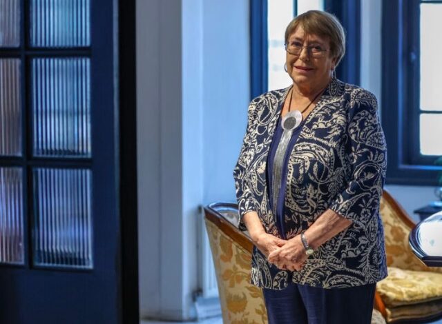 Michelle Bachelet durante un evento internacional como candidata a la Secretaría General de la ONU.