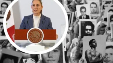 Claudia Sheinbaum presenta el informe nacional sobre personas desaparecidas durante su conferencia matutina.