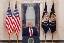 Donald Trump durante su mensaje a la nación sobre el conflicto con Irán.