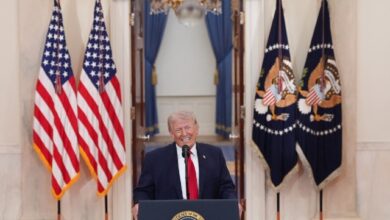 Donald Trump durante su mensaje a la nación sobre el conflicto con Irán.