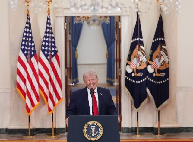 Donald Trump durante su mensaje a la nación sobre el conflicto con Irán.