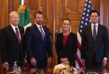 La presidenta de México, Claudia Sheinbaum Pardo, informó que sostuvo una reunión en Palacio Nacional con el secretario del Departamento de Seguridad Interior de Estados Unidos, Markwayne Mullin