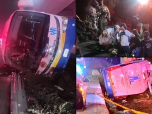Un aparatoso accidente se registró en los primeros minutos de este sábado 6 de junio sobre la autopista México-Puebla, luego de que un autobús que transportaba a jóvenes estudiantes volcara a la altura de la junta auxiliar de San Felipe Hueyotlipan, en la capital poblana, dejando un saldo de 42 personas lesionadas.