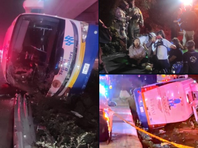 Un aparatoso accidente se registró en los primeros minutos de este sábado 6 de junio sobre la autopista México-Puebla, luego de que un autobús que transportaba a jóvenes estudiantes volcara a la altura de la junta auxiliar de San Felipe Hueyotlipan, en la capital poblana, dejando un saldo de 42 personas lesionadas.