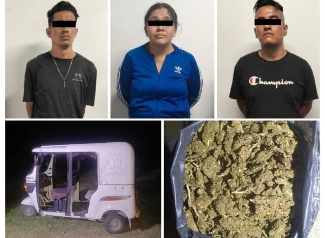 Como resultado de un operativo contra el narcomenudeo, la Secretaría de Seguridad Pública (SSP), en coordinación con la Policía Municipal de Chietla, detuvo a tres personas en posesión de más de ocho kilogramos de presunta marihuana