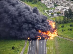 La tarde de este miércoles se registró la fuerte explosión de un contenedor de combustible sobre la carretera federal México–Veracruz, lo que provocó el cierre total de la circulación en el tramo Calpulalpan-Apizaco, a la altura del municipio de Hueyotlipan