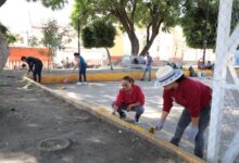 Personal del DIF Municipal de San Pedro Cholula y la Delegación 18 del SEDIF Puebla realizaron una jornada de mantenimiento integral en el parque del barrio de Santiago Mixquitla
