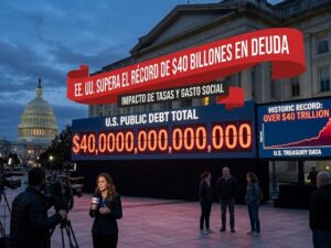 La deuda pública de Estados Unidos superó por primera vez los $40 billones este miércoles. El repunte en los rendimientos de los bonos soberanos, sumado al gasto en salud y el pago de intereses, llevó el saldo total del Tesoro a los $40,047 billones
