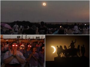 En pleno atardecer, la Luna tapó por completo al Sol y sumió en una penumbra histórica a millones de personas