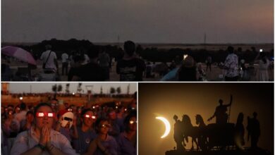 En pleno atardecer, la Luna tapó por completo al Sol y sumió en una penumbra histórica a millones de personas
