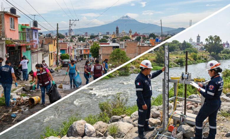 Monitoreo en el Río Atoyac y zona del Puente Negro en Puebla capital ante pronósticos de intensas lluvias